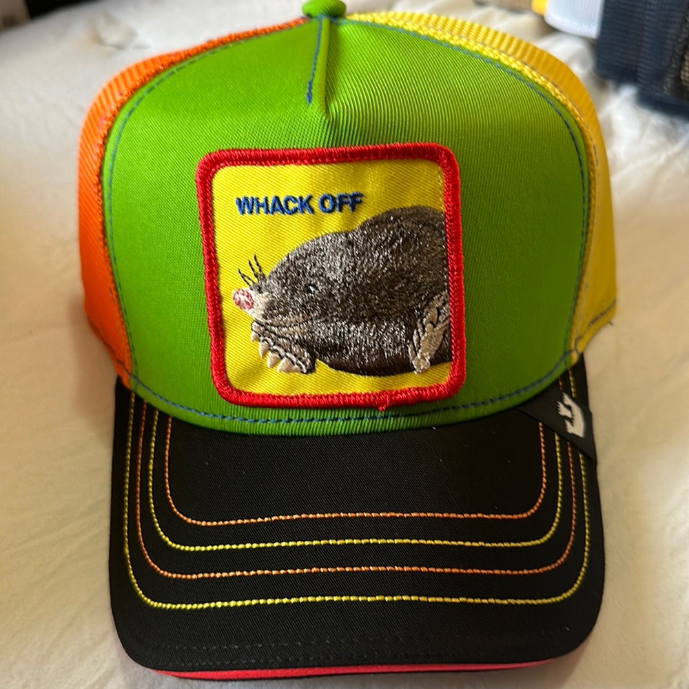 Goorin Bros Animal Farm Trucker Baseball Hat Cap Whack Off Holey Moley Mole Rare